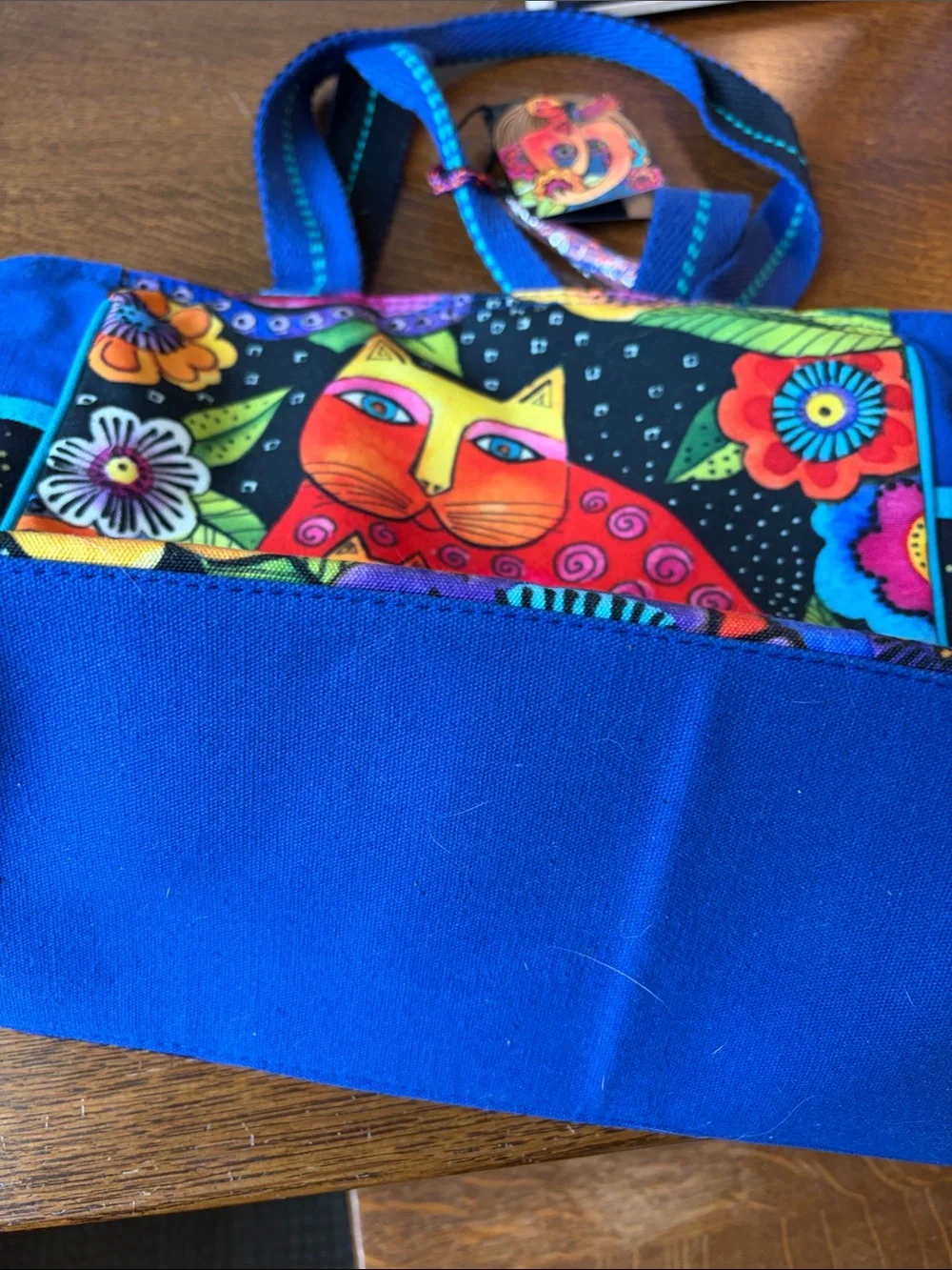 LAUREL BURCH Cat Print Canvas Tote Bag - Black & Multicolor